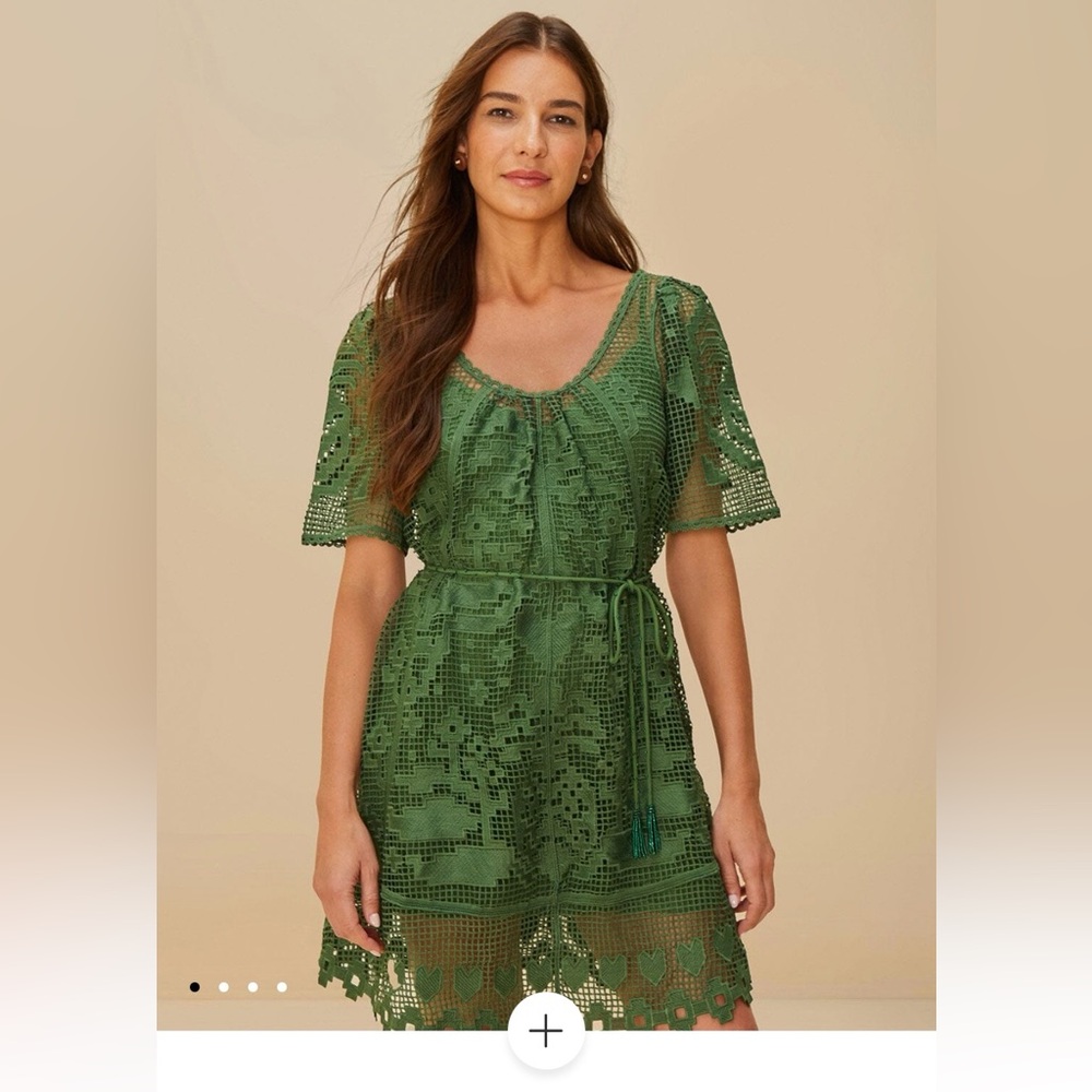 Farm Rio Green Pineapple Guipure mini dress